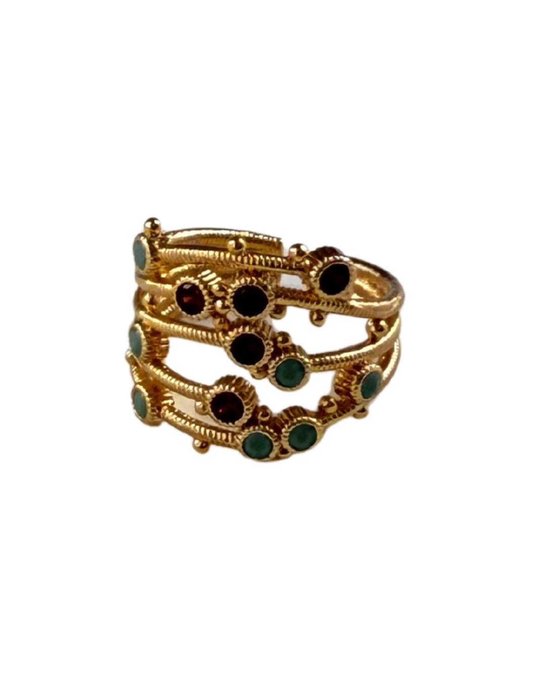 Anillo turquesa granate (Ajustable)