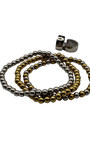 Set de pulseras de bolitas + Huggies Plateados
