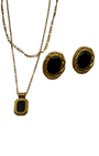 set dorado de cadena doble con dije negro + aretes terra