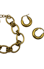 set pulsera nodo dorada + aretes dorados