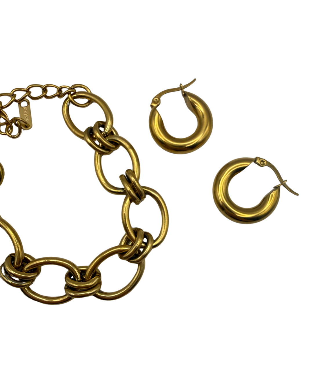 set pulsera nodo dorada + aretes dorados