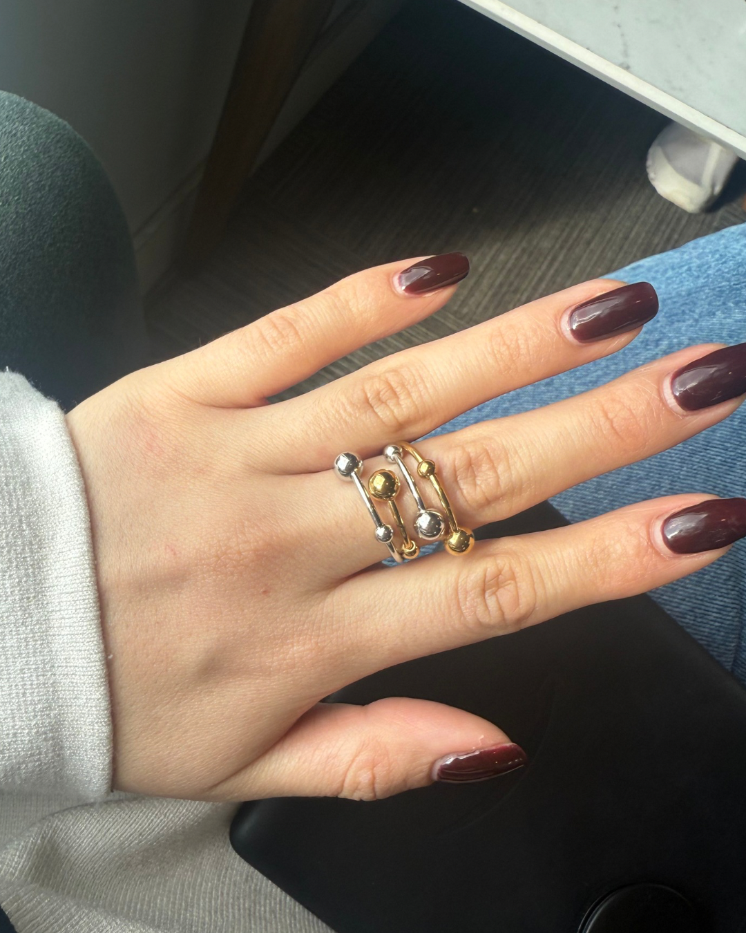 Anillo de esferas bicolor (grande)