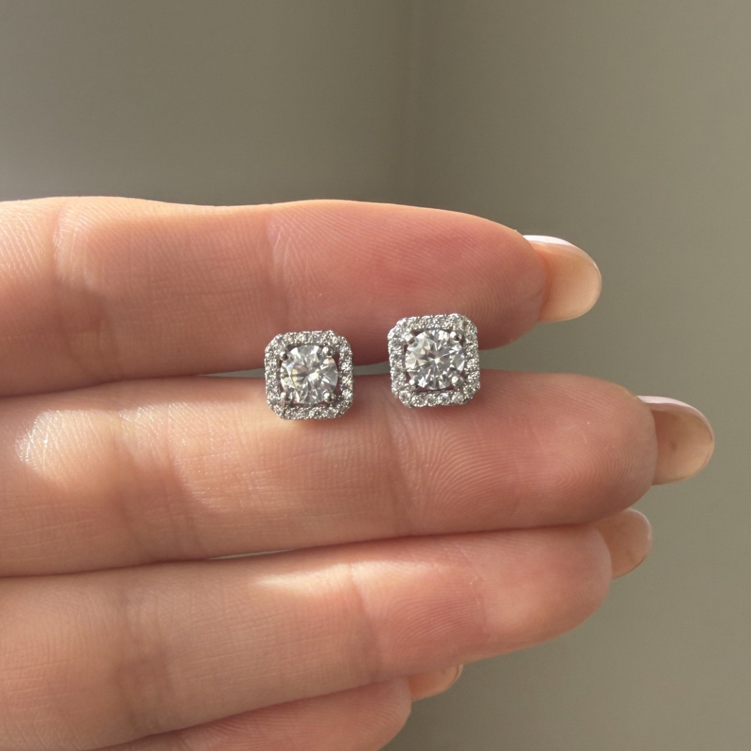 Aretes de moissanita y plata S925