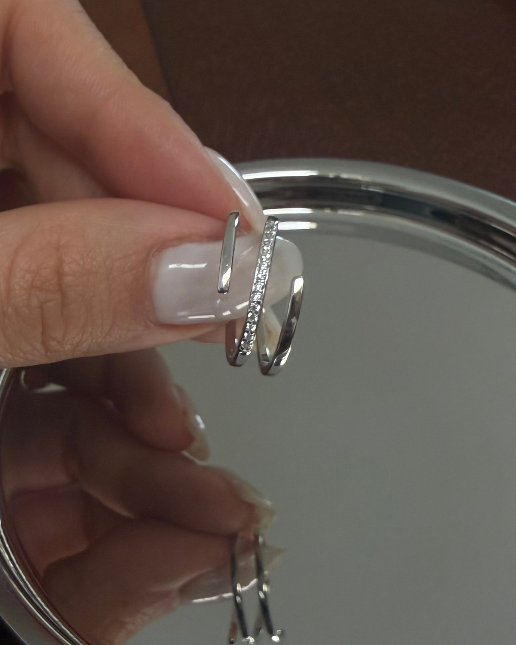 Anillo triple con zirconia (Plata)